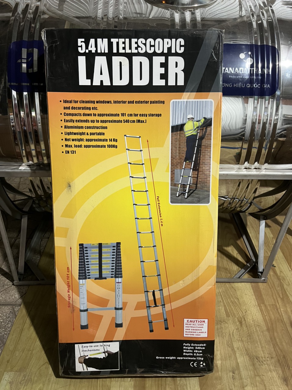 Thang rút 4.5m LADDER - Thang nhôm đai nhựa cao cấp siêu bền