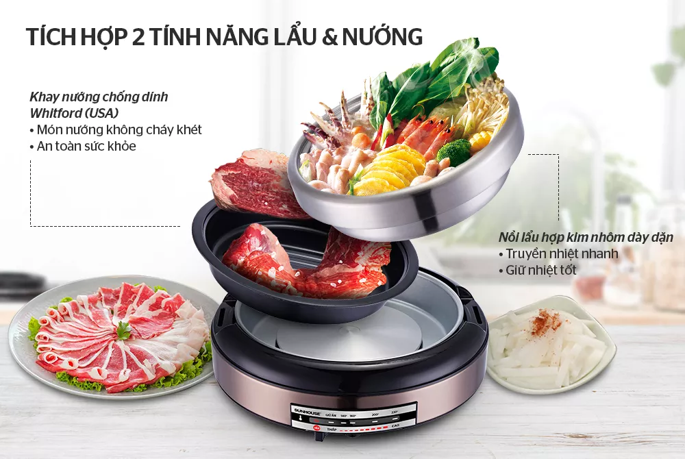 Top 5 nồi lẩu điện Sunhouse chất lượng